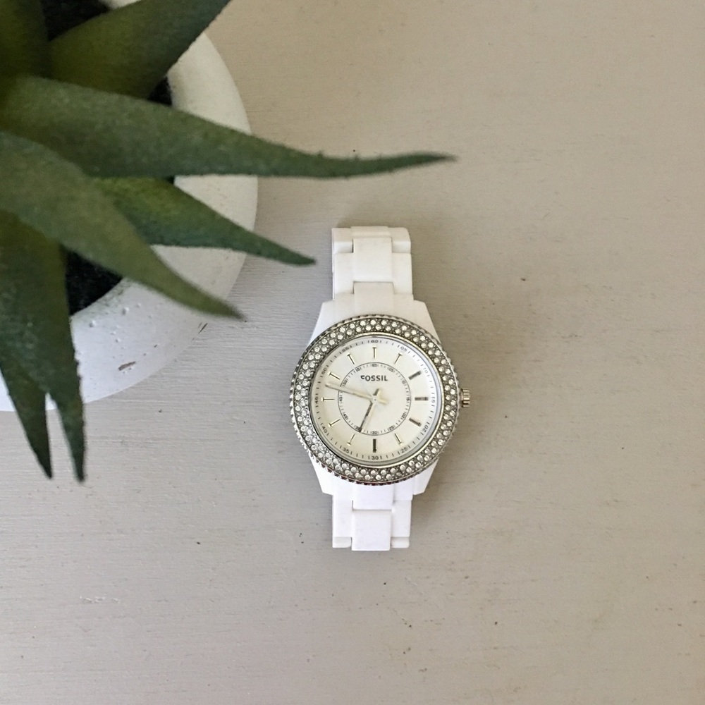 White Fossil Watch